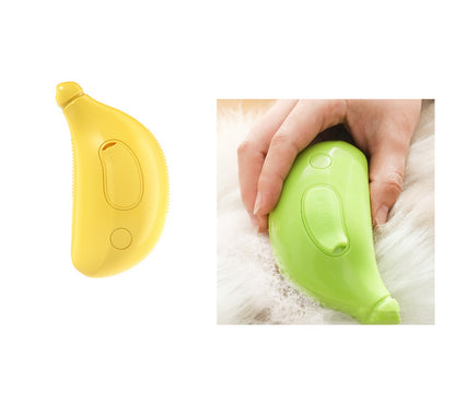 Two handheld devices resembling bananas, one yellow and one green, being used on a white surface.