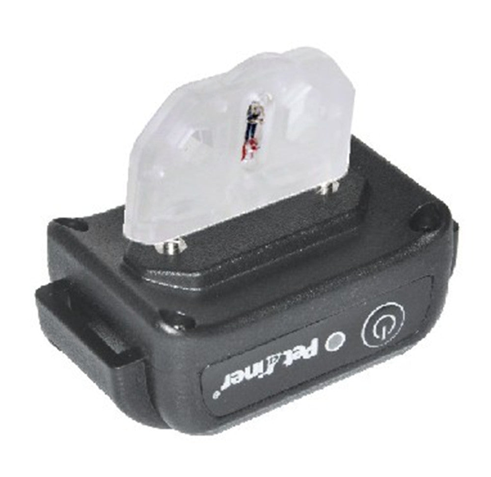 Petainer device with a clear cover on a white background