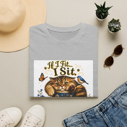 If I Fit... I Sit | Rain Boot Cat Shirt | Funny Gardening Kitty Tee | Cute Cat Lover Gif
