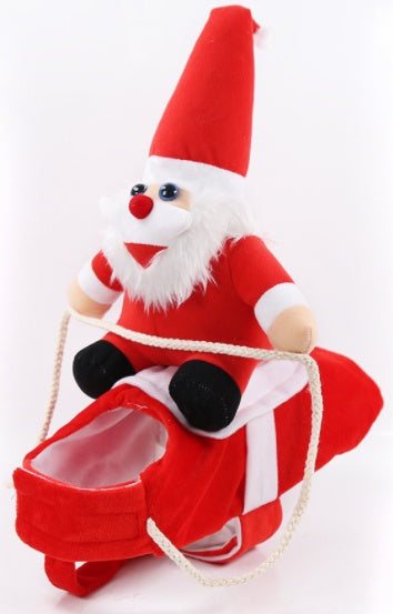 Red Santa Claus plush toy with a white beard on a white background