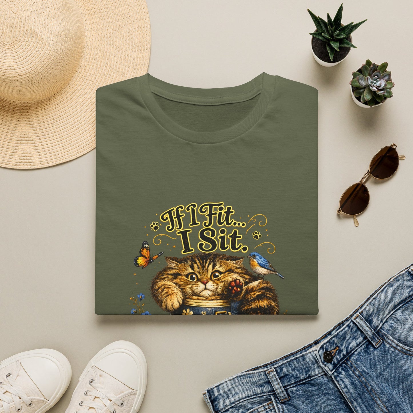 If I Fit... I Sit | Rain Boot Cat Shirt | Funny Kitty Tee | Cute Cat Lover Gift