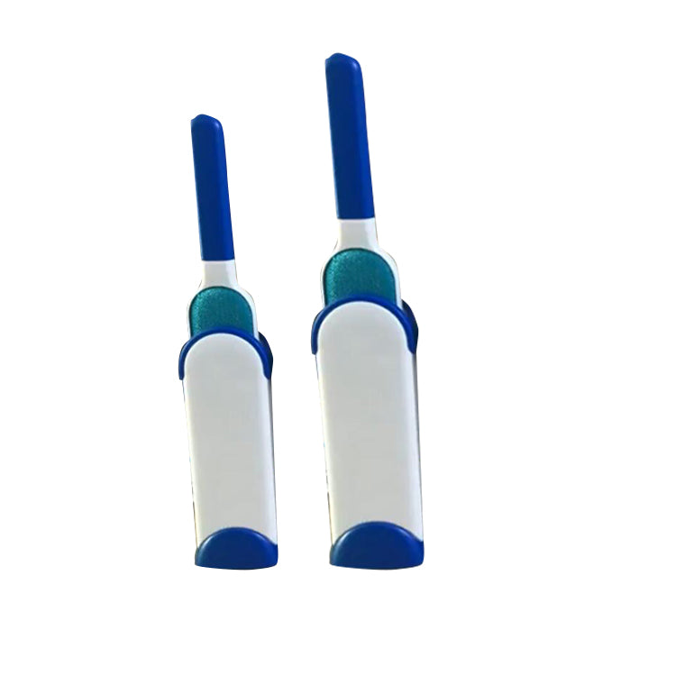 Two blue and white batons on a white background