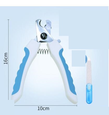 Nail clippers with measurements on a light blue background