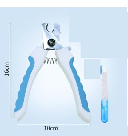 Nail clippers with measurements on a light blue background