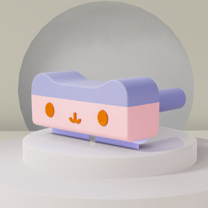 Pastel-colored toy with a simple design on a neutral background