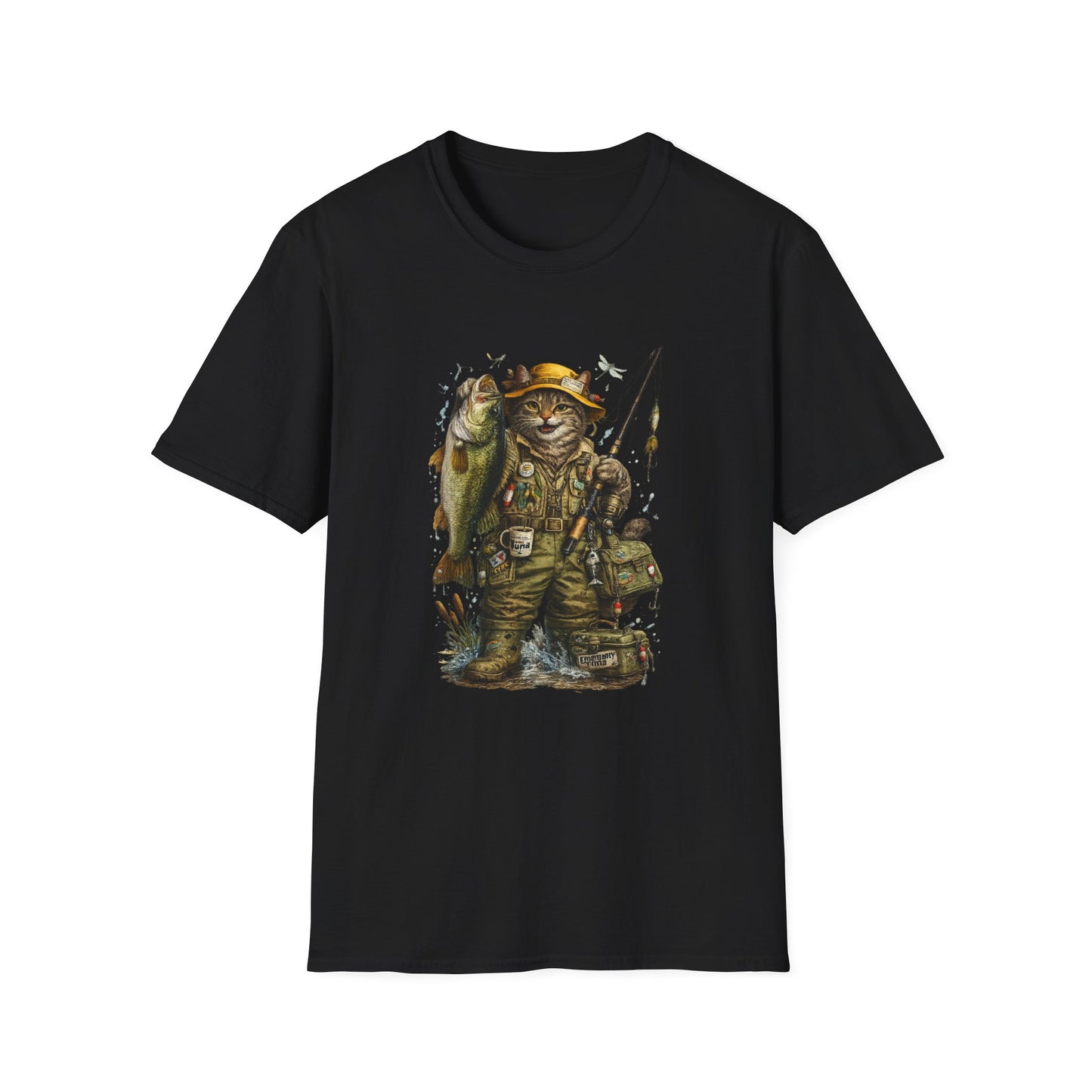 Funny Fishing Cat T-Shirt | Bass Fishing Cat Tee | Fisherman Gift |