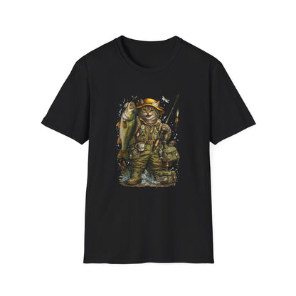 Funny Fishing Cat T-Shirt | Bass Fishing Cat Tee | Fisherman Gift |