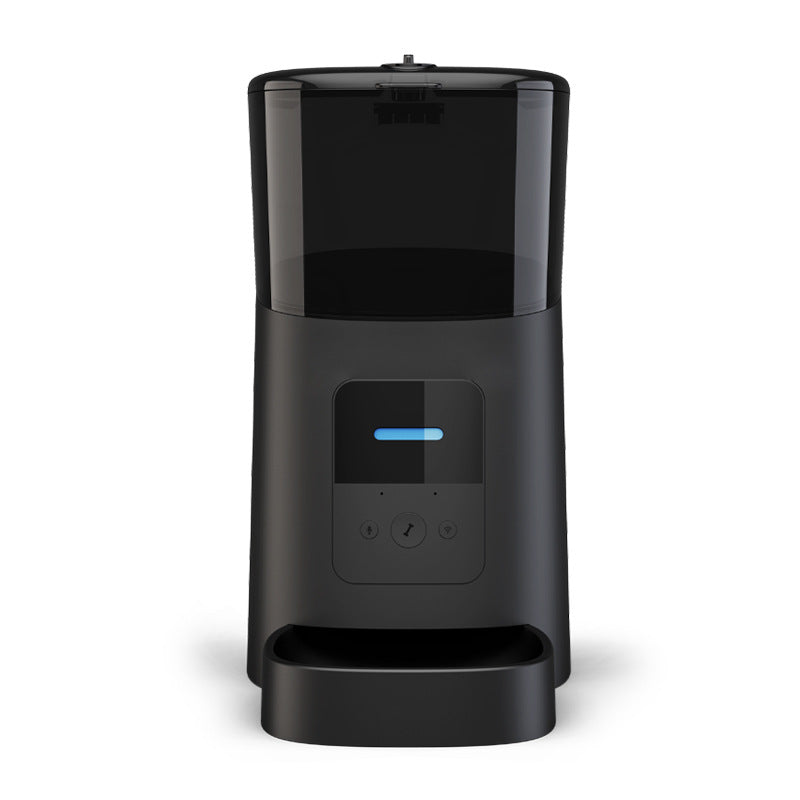 Black pet feeder on a white background