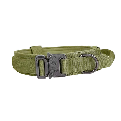 Green tactical belt with a silver buckle on a white background