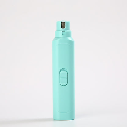 Turquoise handheld device on a light gray background