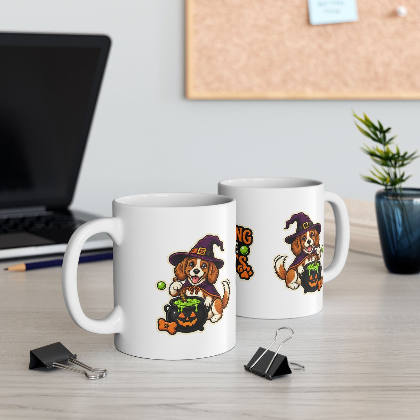 Brewing Up Some Treats Halloween Dog Mug – Witch Puppy Coffee Cupramic Mug, (11oz, 15oz)