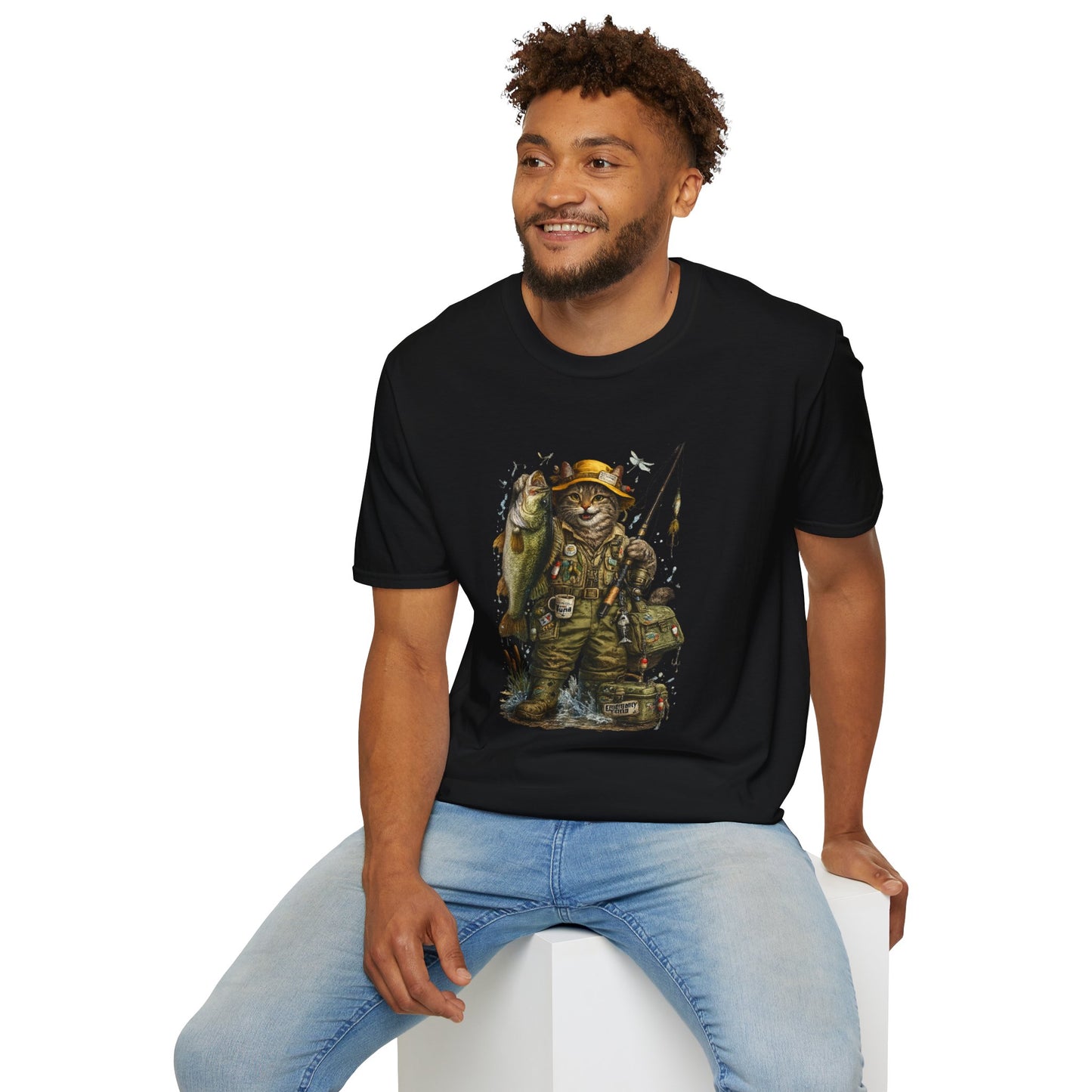 Funny Fishing Cat T-Shirt | Bass Fishing Cat Tee | Fisherman Gift |