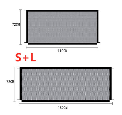 Two rectangular mesh screens with dimensions labeled, one larger than the other.