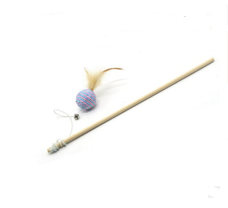 Handmade Wooden Cat Wand Toy