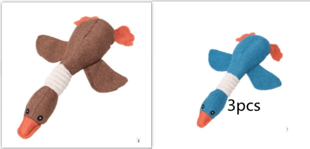Two dog toys, one brown and one blue, with a label indicating '3pcs' on a white background.