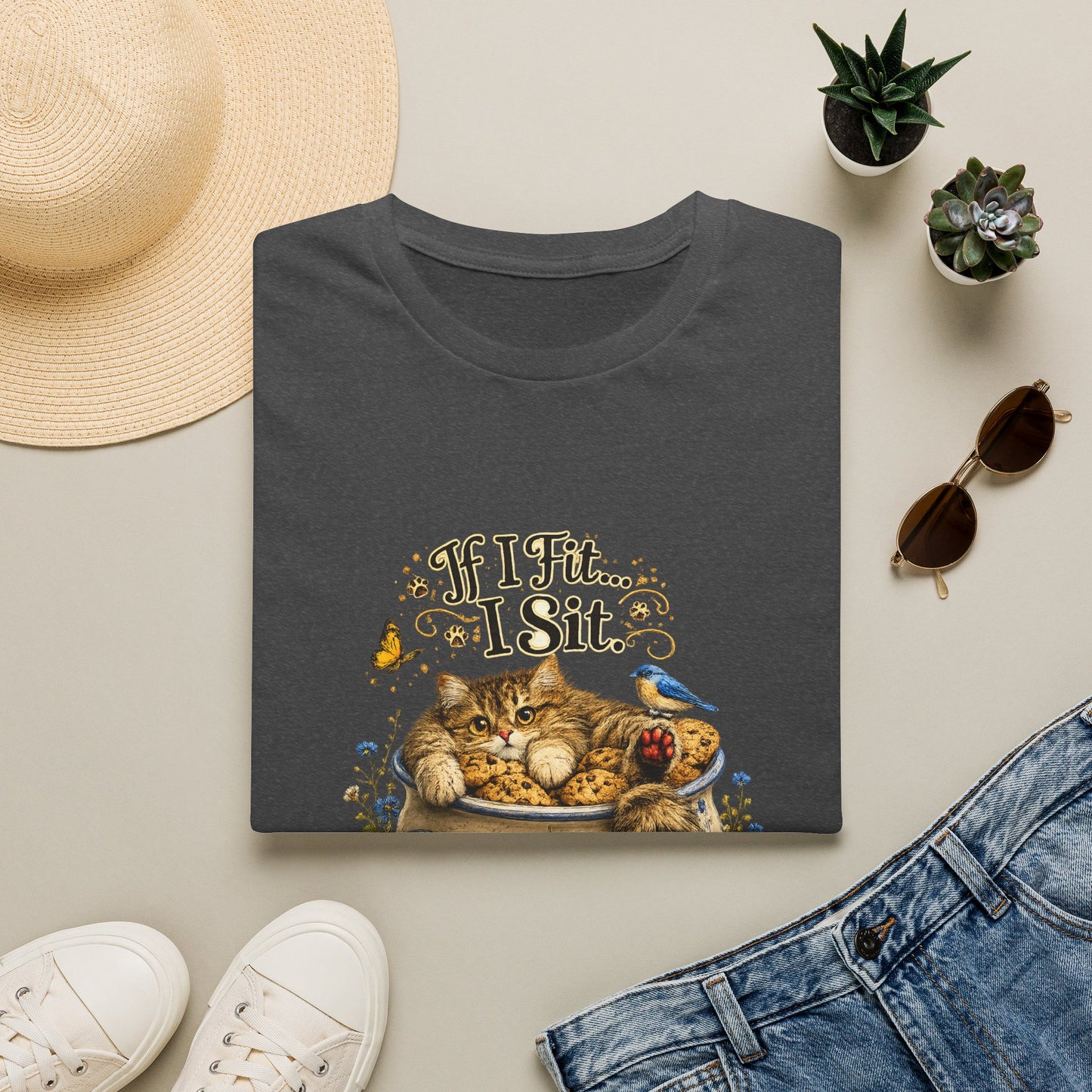 If I Fit... I Sit | Cookie Jar Cat Shirt | Funny Baking Kitty Tee | Cute Cat Lover Gift