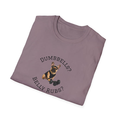Copy of French Bulldog Dog Lover Workout Tee –“Belly Rubs or Dumbbells?”