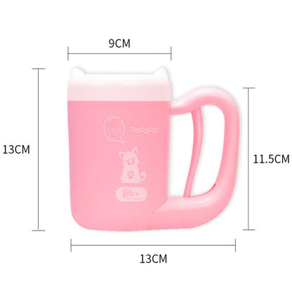 Pink mug with measurements on a white background