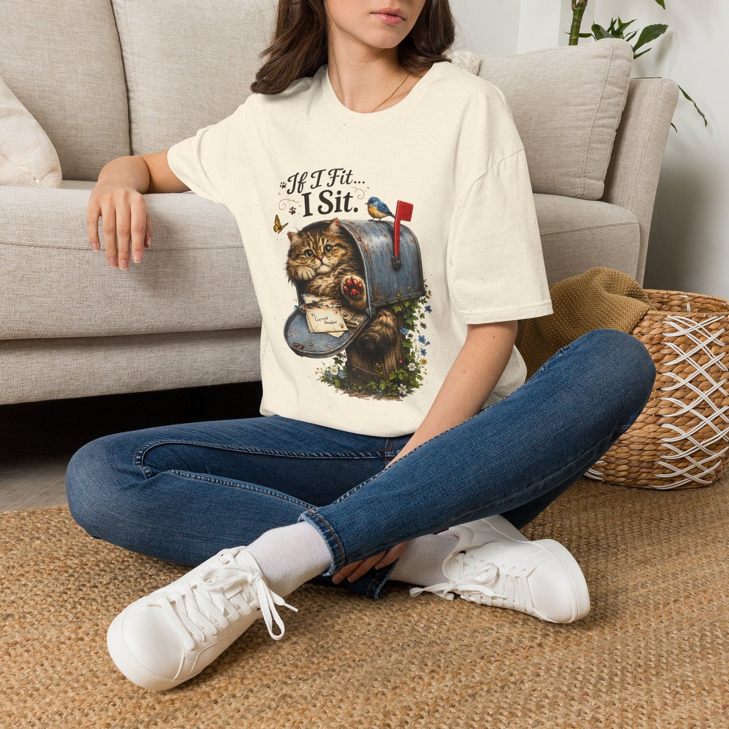 If I Fit... I Sit |  Mailbox Cat Shirt | Funny Mailbox Kitty Tee | Cute Cat Lover Gift