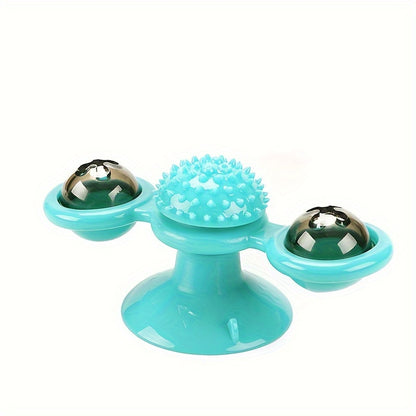 Turquoise fidget spinner with textured and smooth sections on a white background