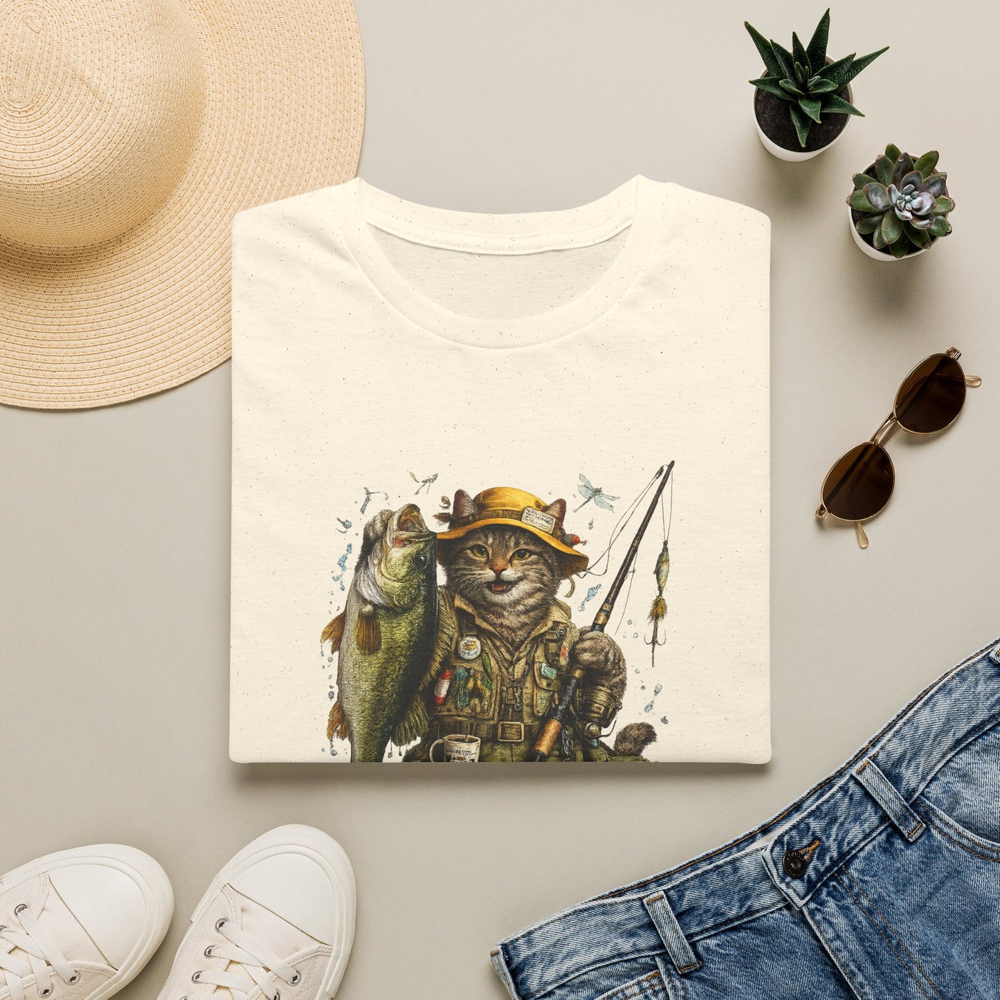 Funny Fishing Cat T-Shirt | Bass Fishing Cat Tee | Fisherman Gift |