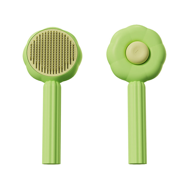 Two green grooming tools with a textured surface and button on a white background