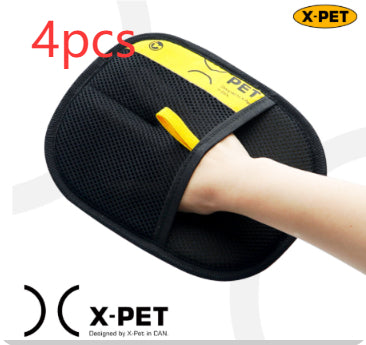 Black pet weight loss pad with yellow label held by a hand, branded 'X-Pet'.