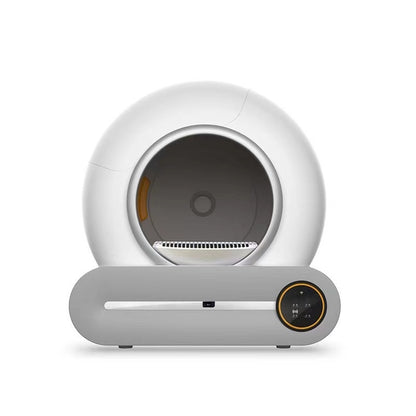 White and gray pet bed with circular design on a white background