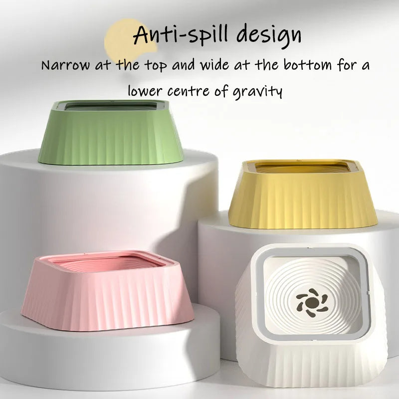Set of pet bowls with anti-spill design on a white background