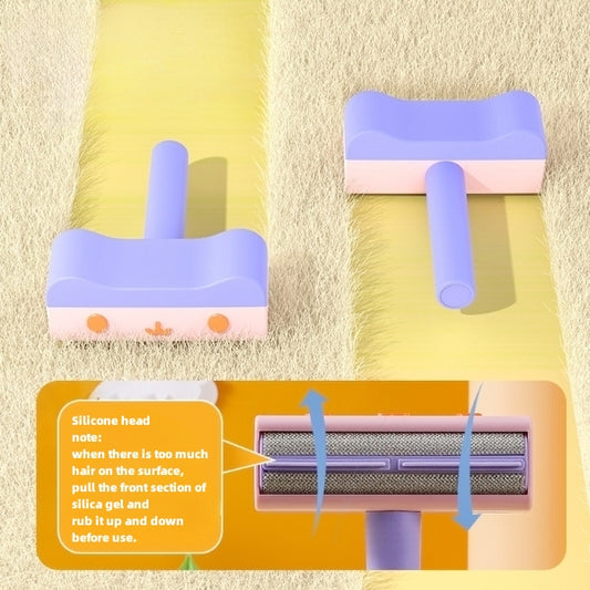 Two silicone squeegees on a textured surface with a close-up of the silicone head and cleaning mechanism.