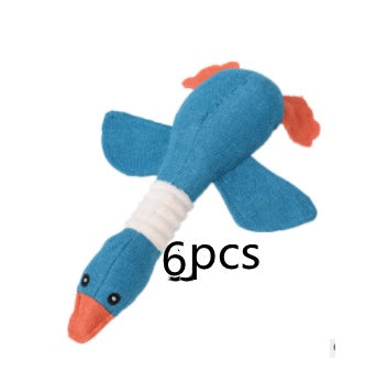 Blue dragonfly-shaped toy with a white stripe and red accents on a white background, labeled '6pcs'.