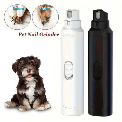 Pet nail grinder with a dog and before-after comparison on a white background
