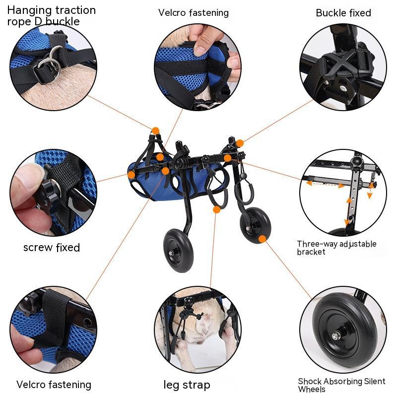 Diagram of a pet stroller with various components and features highlighted.