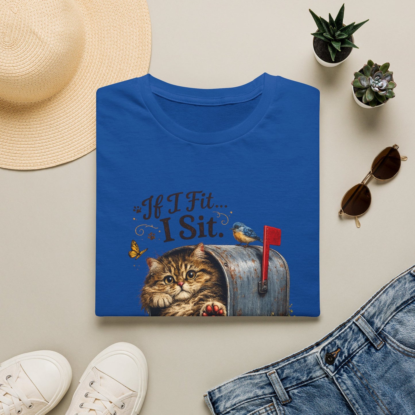 If I Fit... I Sit |  Mailbox Cat Shirt | Funny Mailbox Kitty Tee | Cute Cat Lover Gift