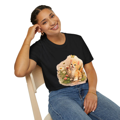 Cute Kitten Flower Garden T-Shirt