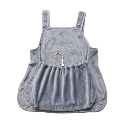 Gray apron with straps on a white background