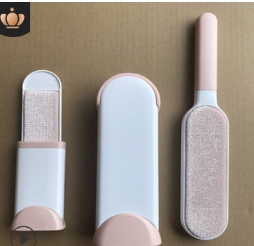Set of three pet hair removal brushes on a brown background