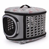 Pet carrier with floral pattern on a white background