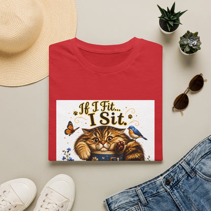 If I Fit... I Sit | Rain Boot Cat Shirt | Funny Gardening Kitty Tee | Cute Cat Lover Gif