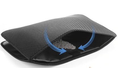 Black mesh pouch with blue arrows indicating airflow on a white background