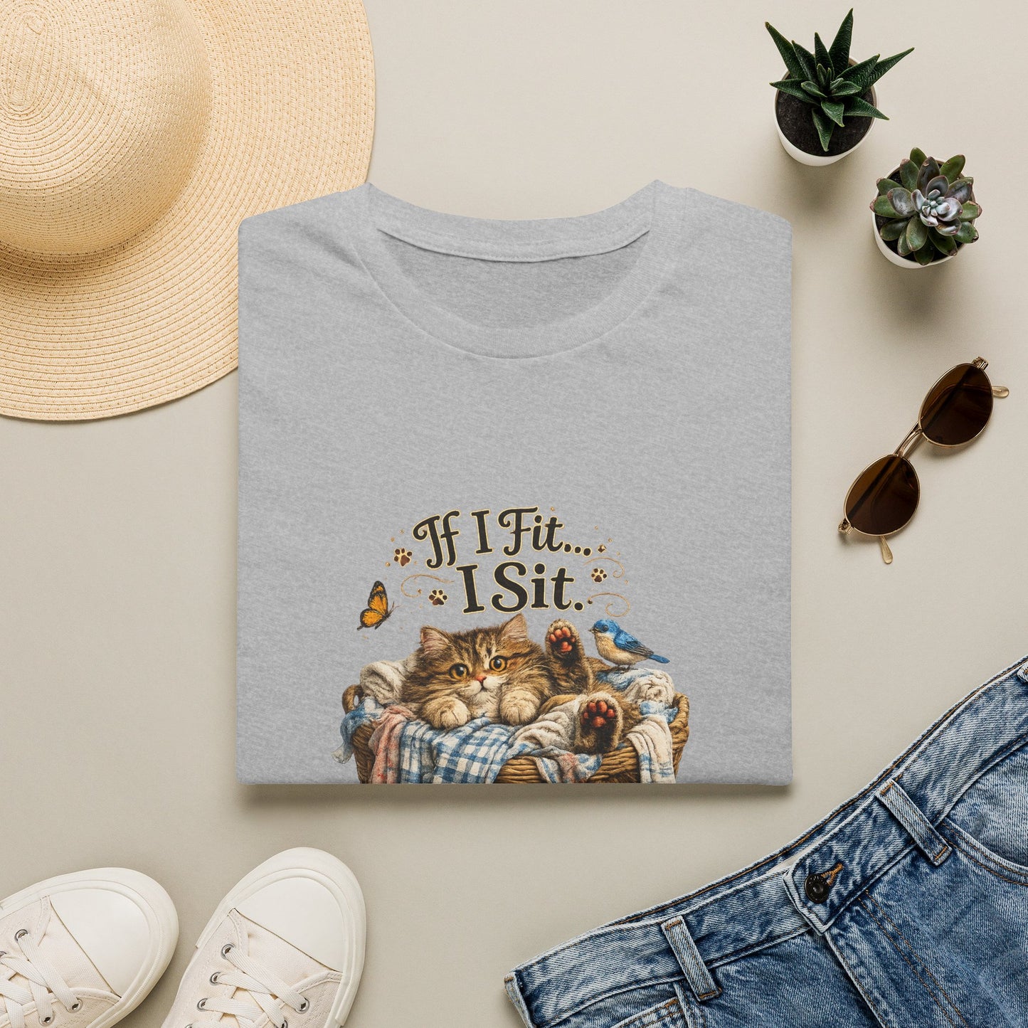 If I Fit... I Sit.™ Laundry Basket Cat Shirt | Funny Laundry Kitty Tee | Cute Cat Lover Gift