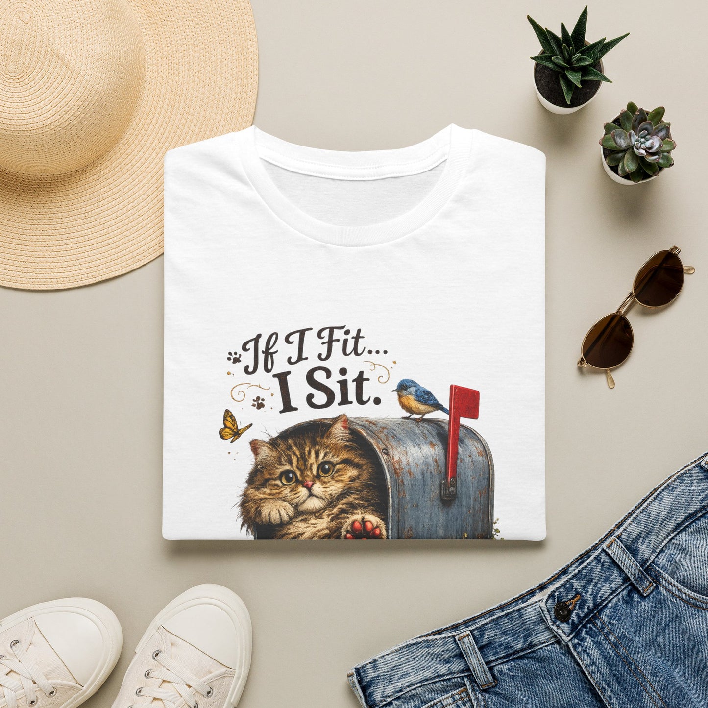 If I Fit... I Sit |  Mailbox Cat Shirt | Funny Mailbox Kitty Tee | Cute Cat Lover Gift