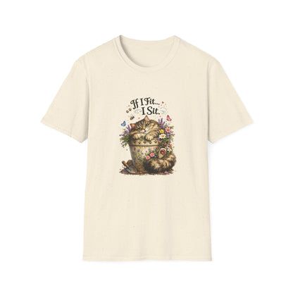 If I Fit... I Sit™ Flower Pot Cat Shirt | Funny Gardening Cat Tee | Plant Lover Gift