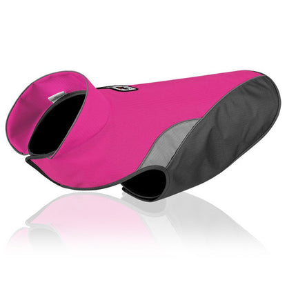 Pink and black dog coat on a white background