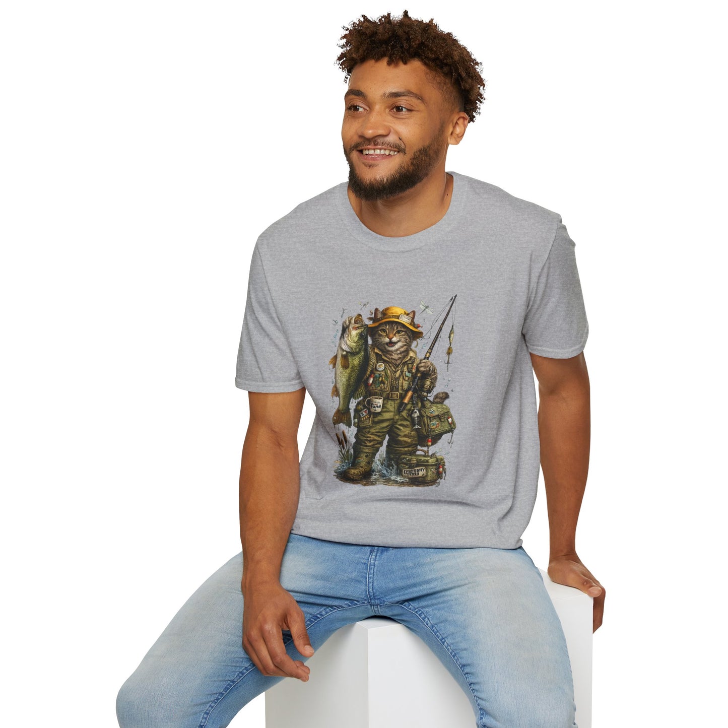 Funny Fishing Cat T-Shirt | Bass Fishing Cat Tee | Fisherman Gift |