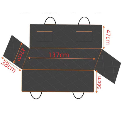Measurement chart of a black rectangular object with dimensions in centimeters.