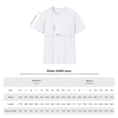 Goldendoodle Tee: "Love Is a Four-Legged Word" size chart for pet lovers and dog moms, featuring T-shirt dimensions.