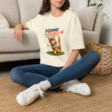 Found Your Ball funny cat golf T-shirt with orange tabby carrying a golf ball- natural