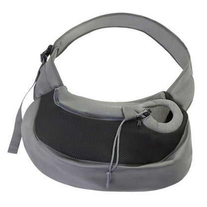 Gray and black pet carrier on a white background