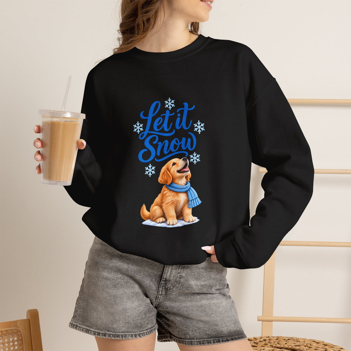 Let It Snow Golden Retriever Puppy Sweatshirt | Unisex Winter Crewneck
